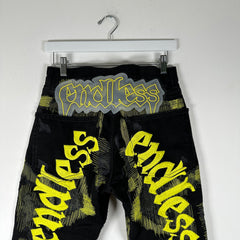 Endless Black/Yellow Embroidered Jeans Size 28