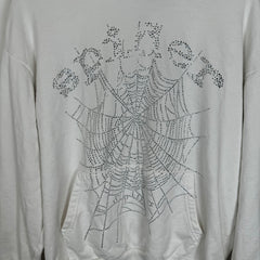 Sp5der White Rhinestone Hoodie Size M