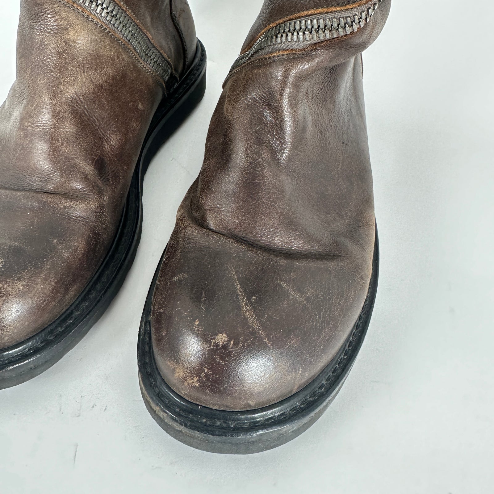 Rick Owens Spiral Cut Brown Leather Boots Size 41