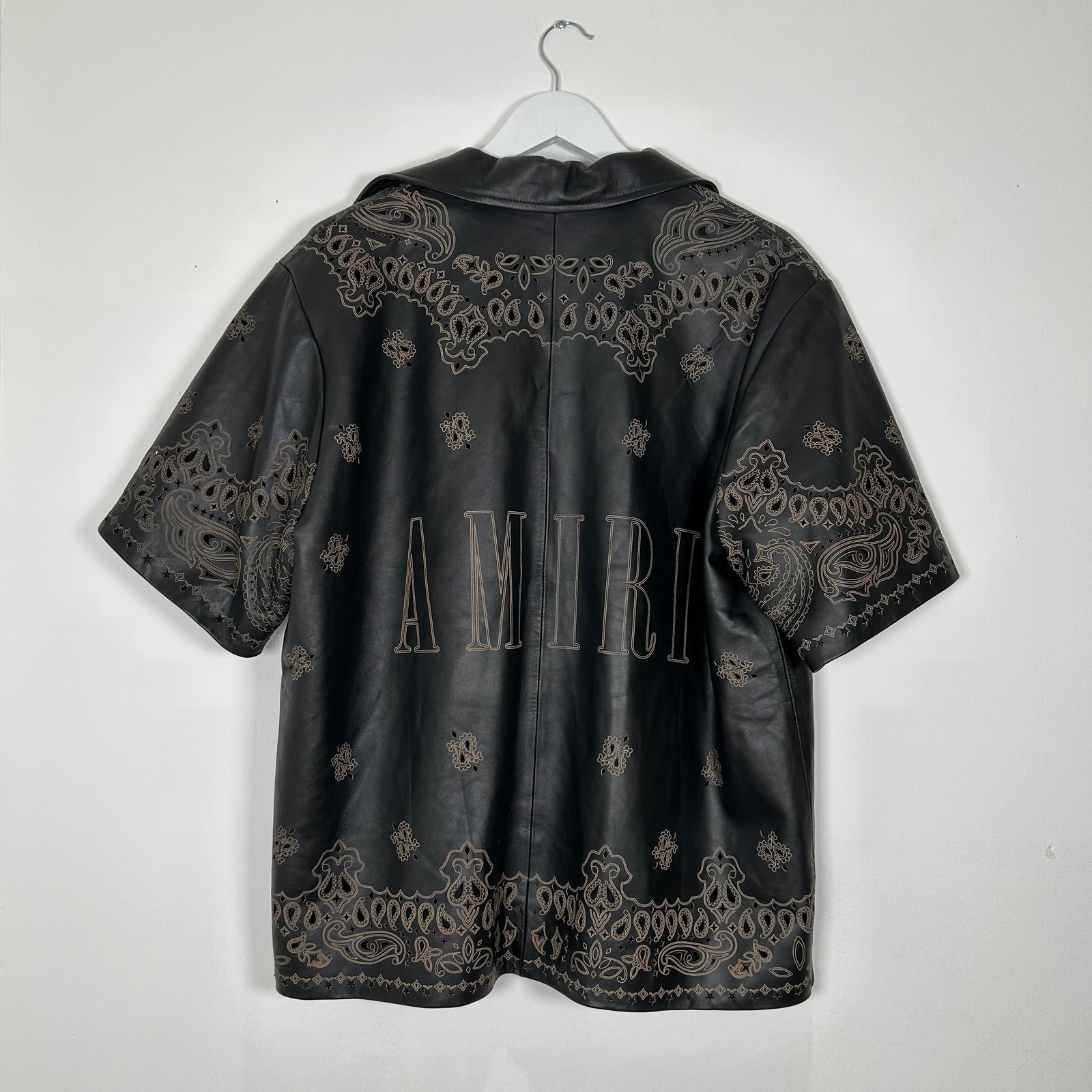 Amiri Laser Cut Western Leather Button Up Size L