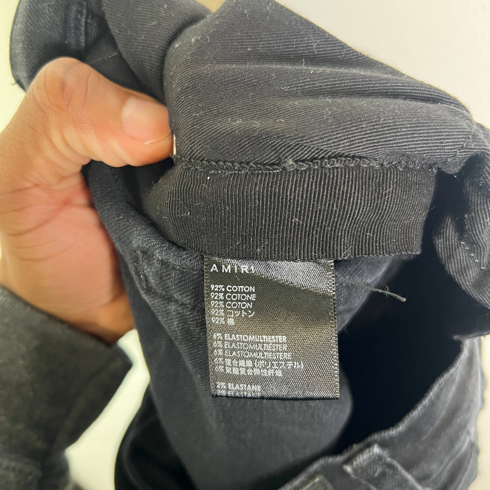Amiri Black Paint Drip Logo Denim Jeans