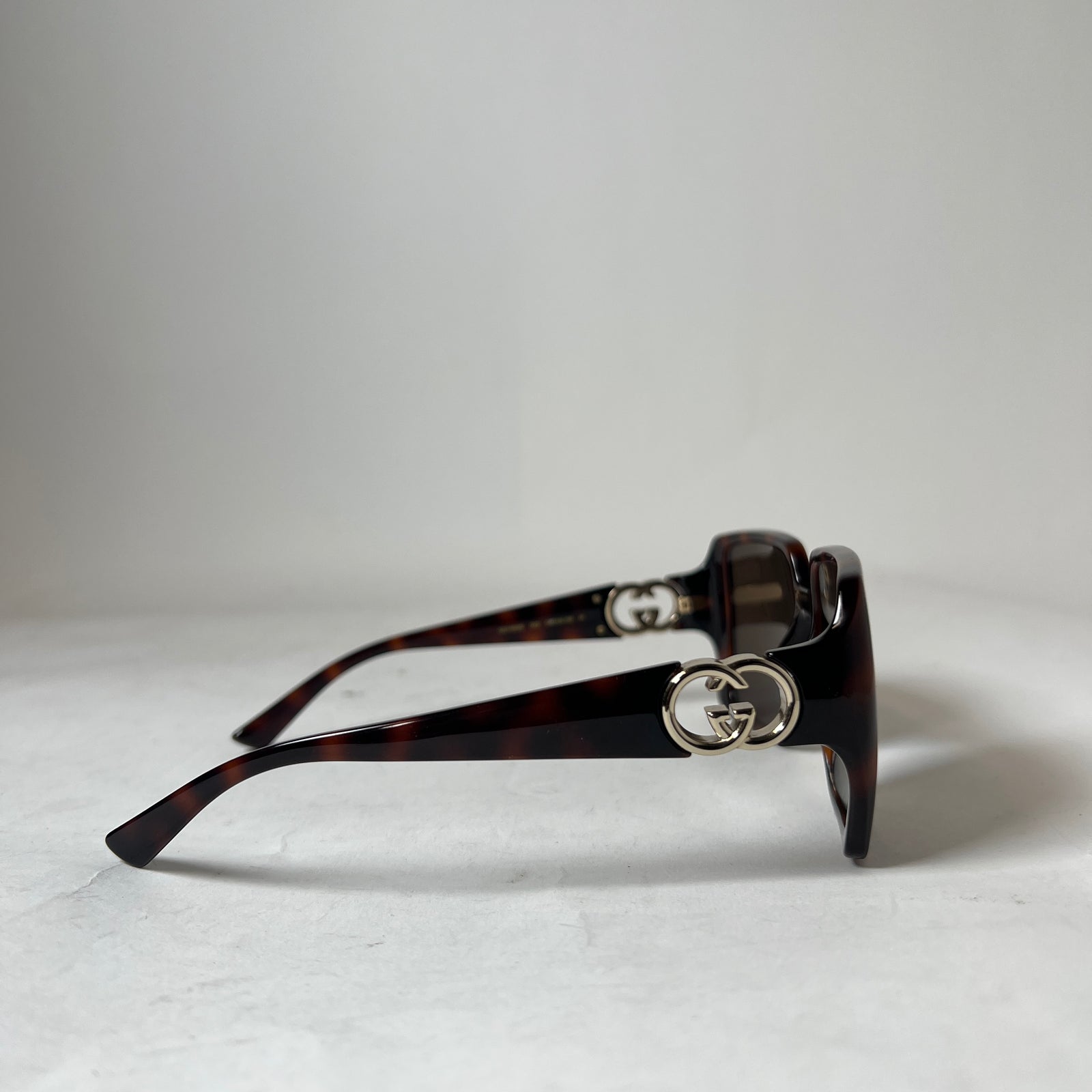 Gucci Tortoise Brown Double G Square Sunglasses