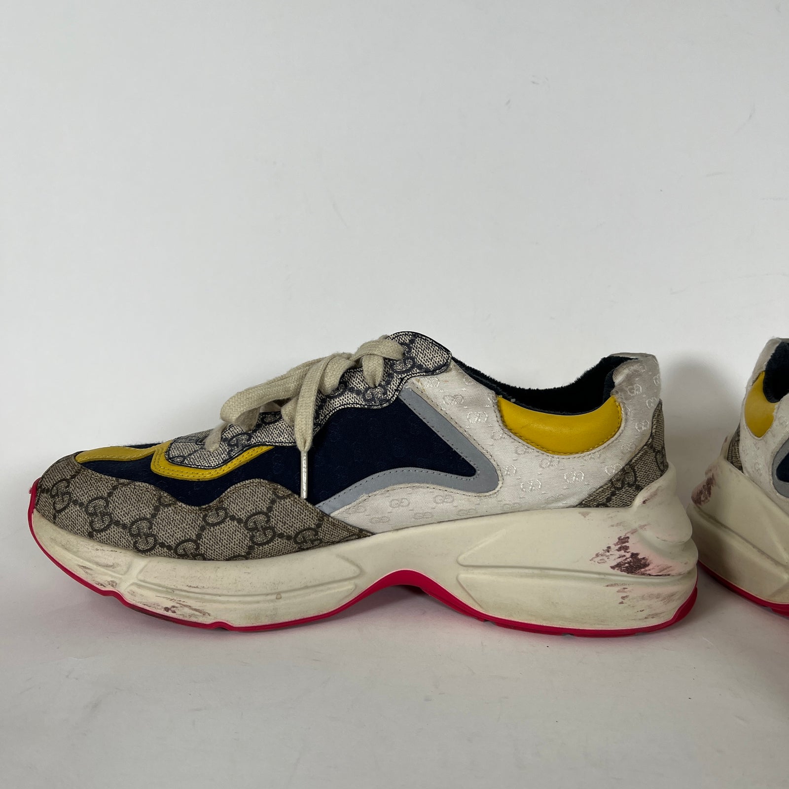 Gucci Rython GG White/Blue Sneakers Size 10