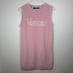 Versace Pink Logo Knit Dress Size 42