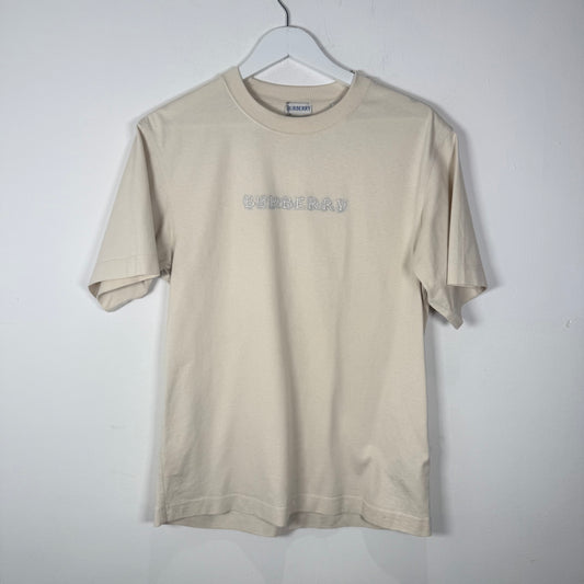 Burberry Cream Paisley Logo T-Shirt Size S