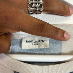 Saint Laurent Striped Rive Gauche Logo T-Shirt