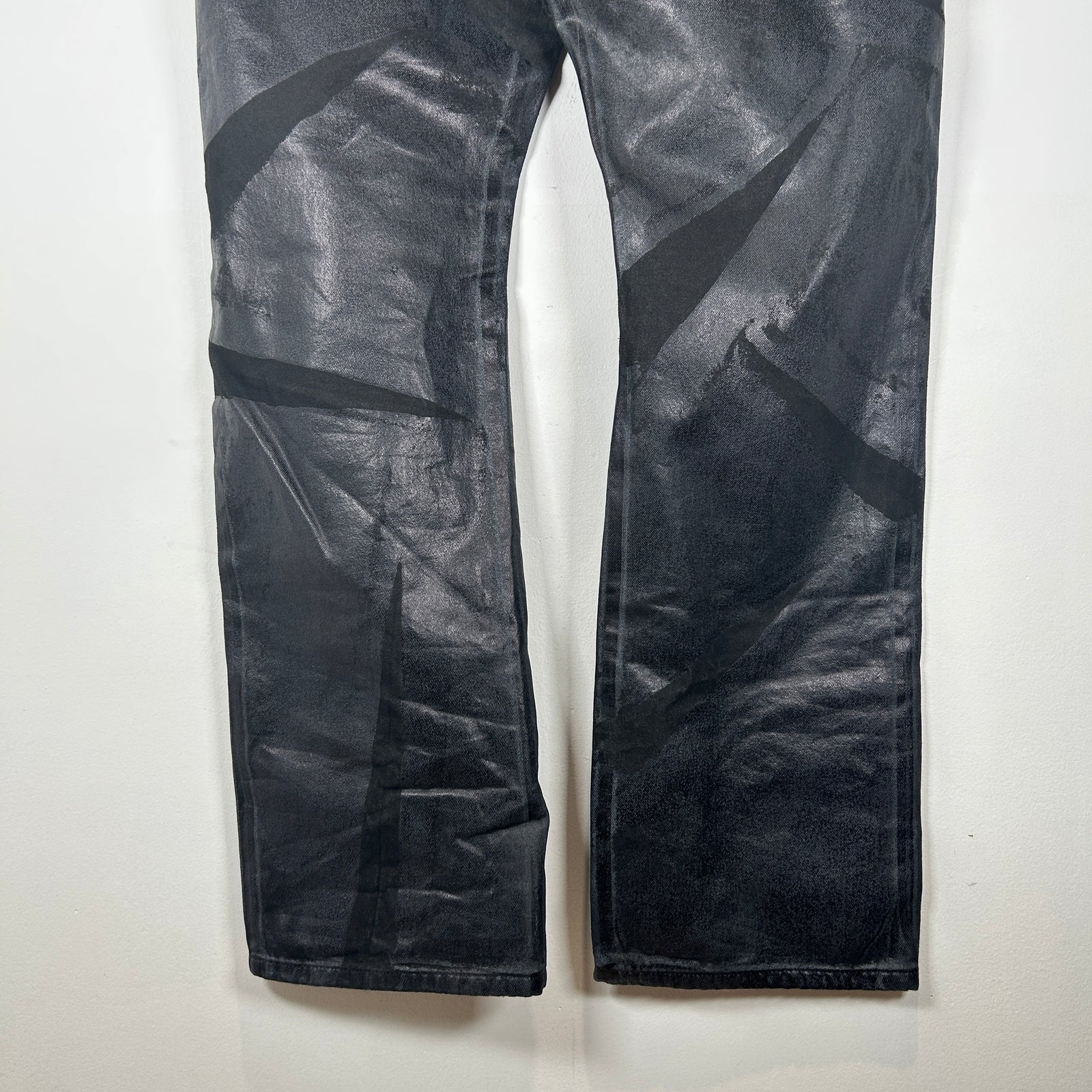 Helmut Lang Waxed Black Jeans Size 38
