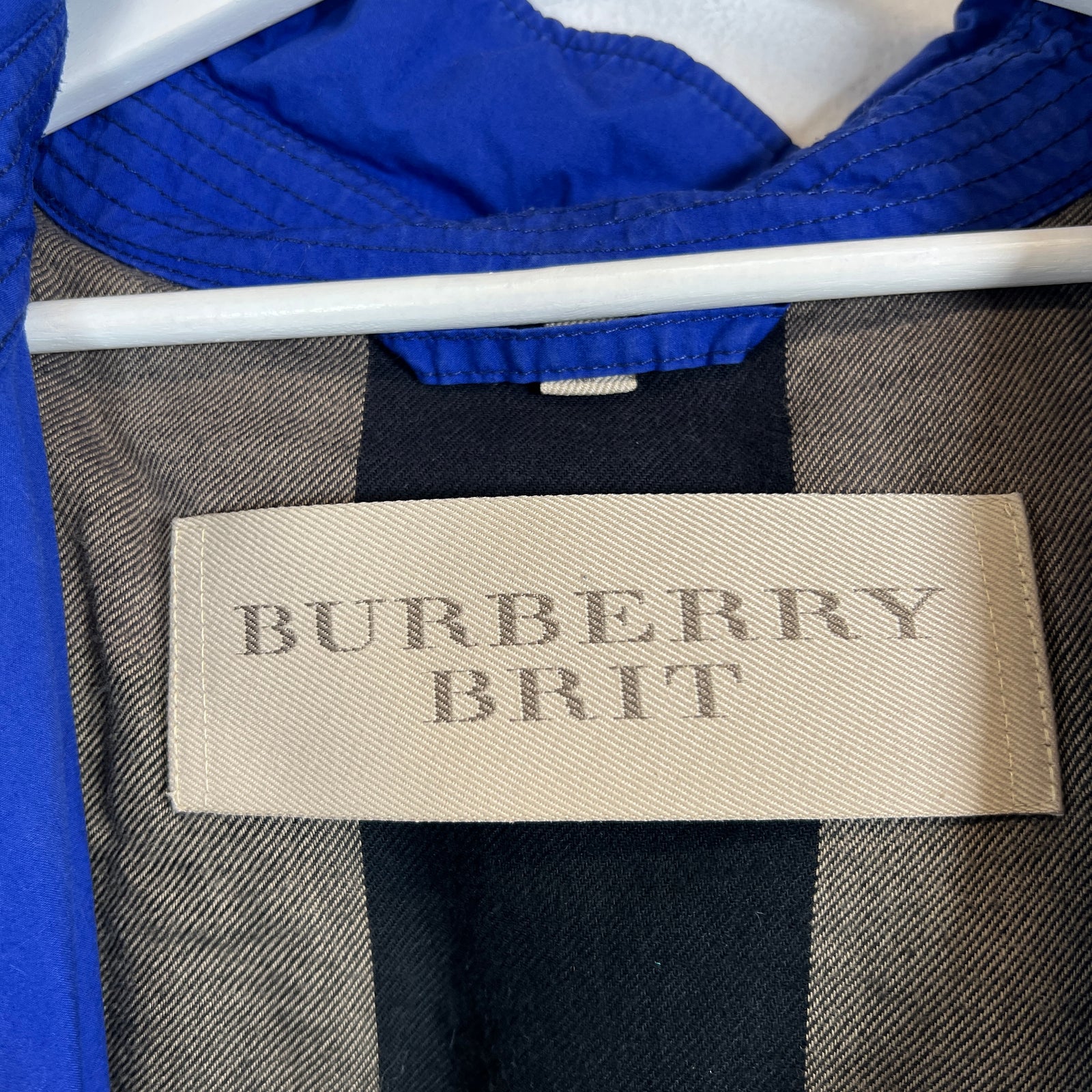 Burberry Brit Blue Hooded Trench Coat Size M