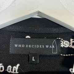 Who Decides War Black Full Embroidered Scripture Crewneck Size L