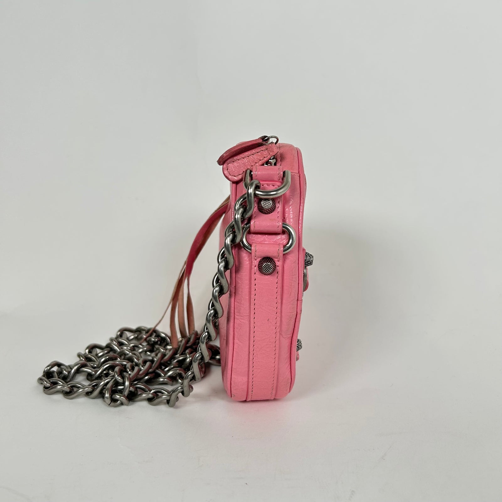 Balenciaga Pink Mini Le Cagole Heart Shoulder Bag