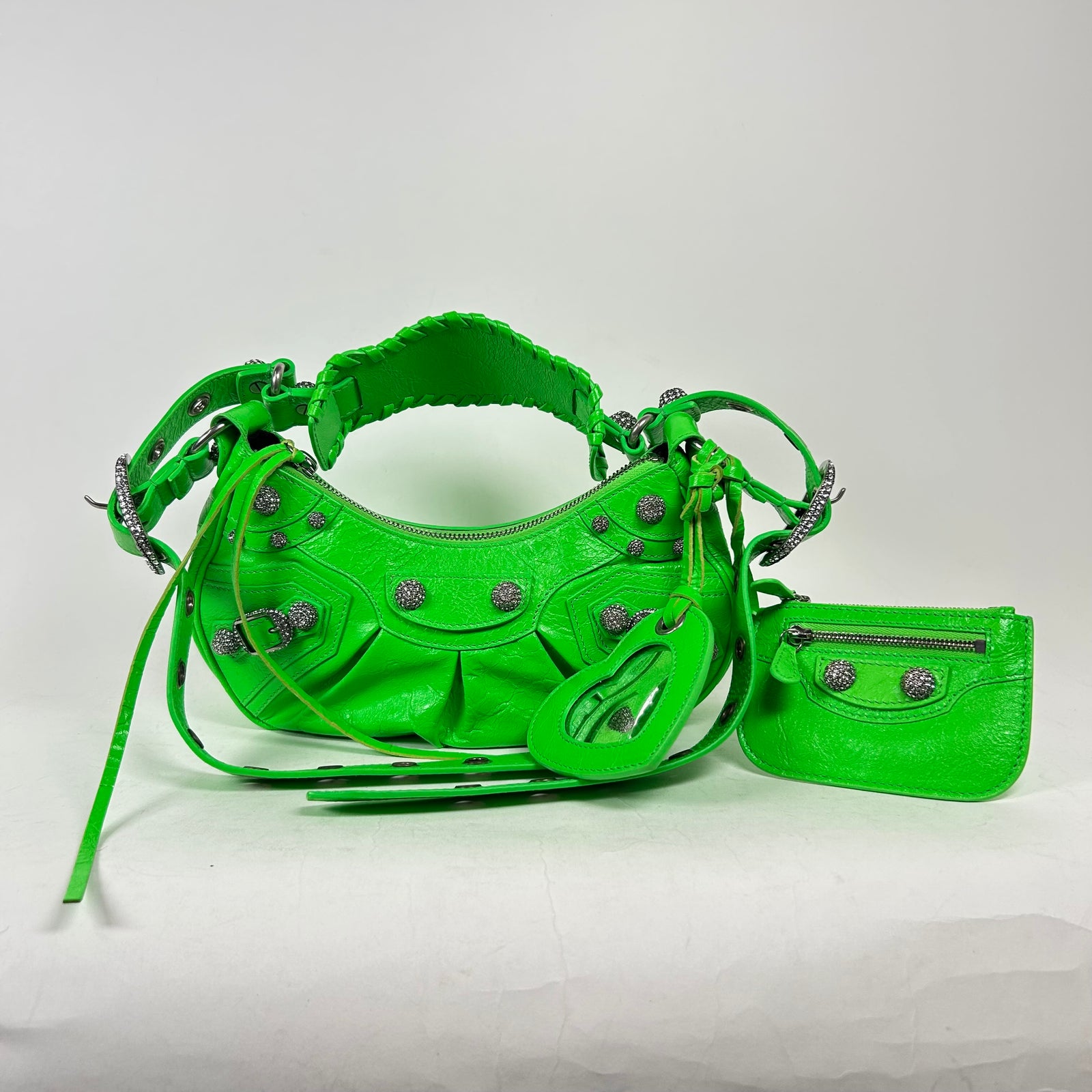 Balenciaga Lime Green Crystal Le Cagole Shoulder Bag
