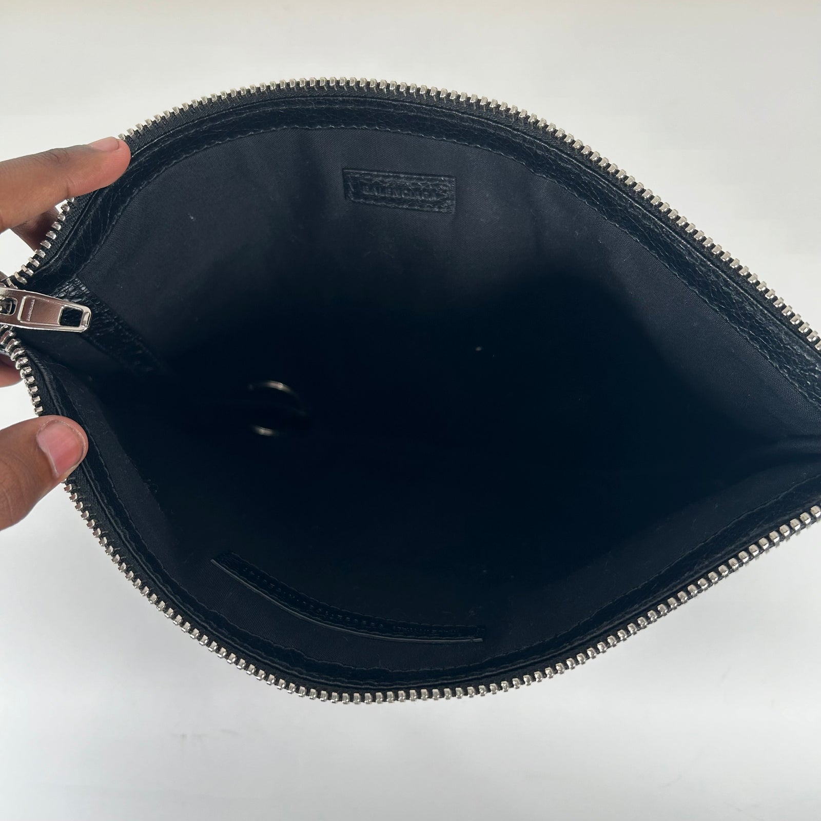 Balenciaga Graffiti Logo Leather Clutch