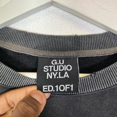 Greedy Unit Black Washed G.U Studio Skull Crewneck Size M