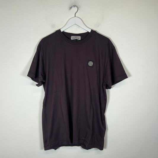 Stone Island Burgundy Compass Logo T-Shirt Size M