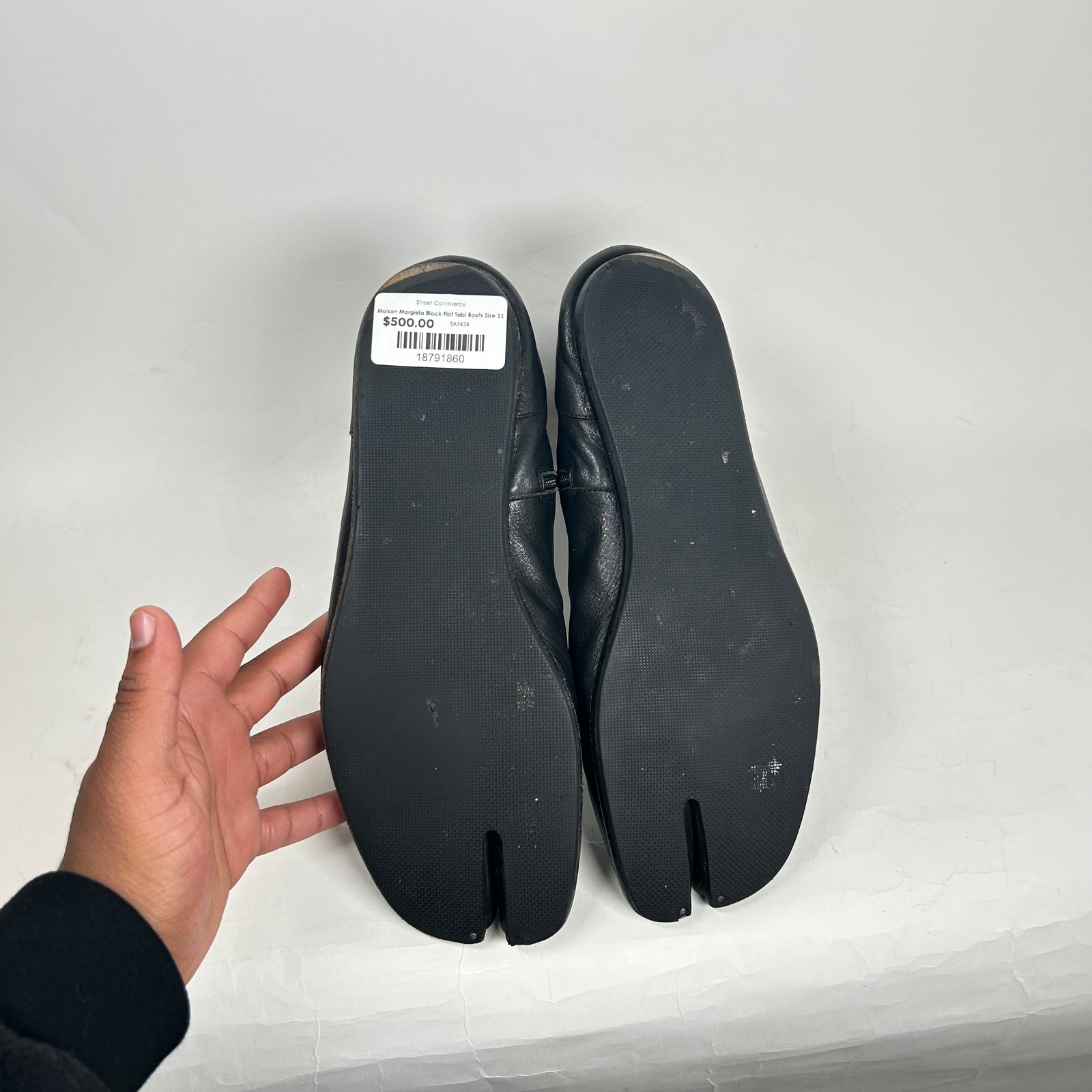 Maison Margiela Black Flat Tabi Boots Size 11