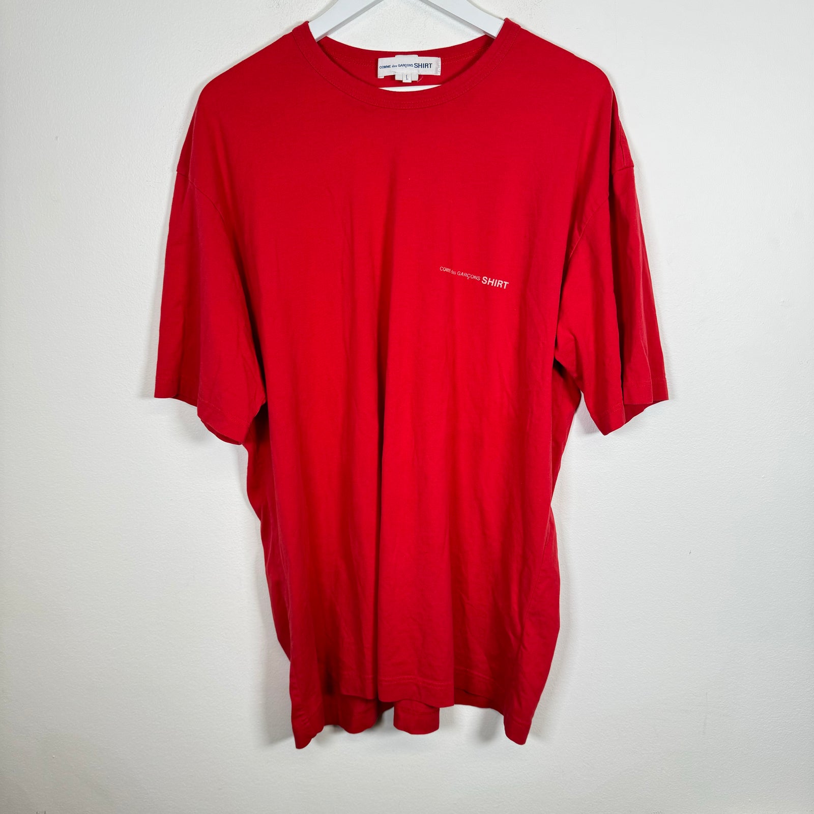 CDG Shirt Red Logo Tee Size