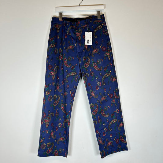 NOAH Blue Paisley Trousers Size 32