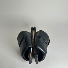 Bottega Veneta Black Nappa Leather Intreccio Sandals Size 43