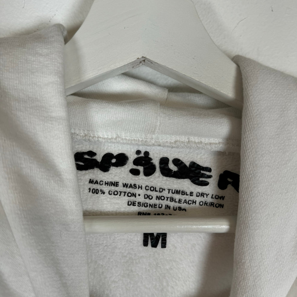 Sp5der White Rhinestone Hoodie Size M