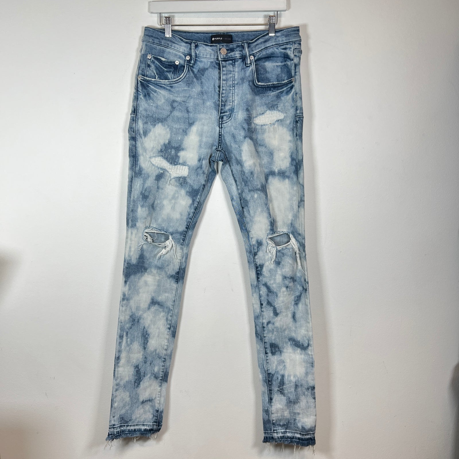 Purple Brand Indigo Bleach Distressed Jeans Size 34