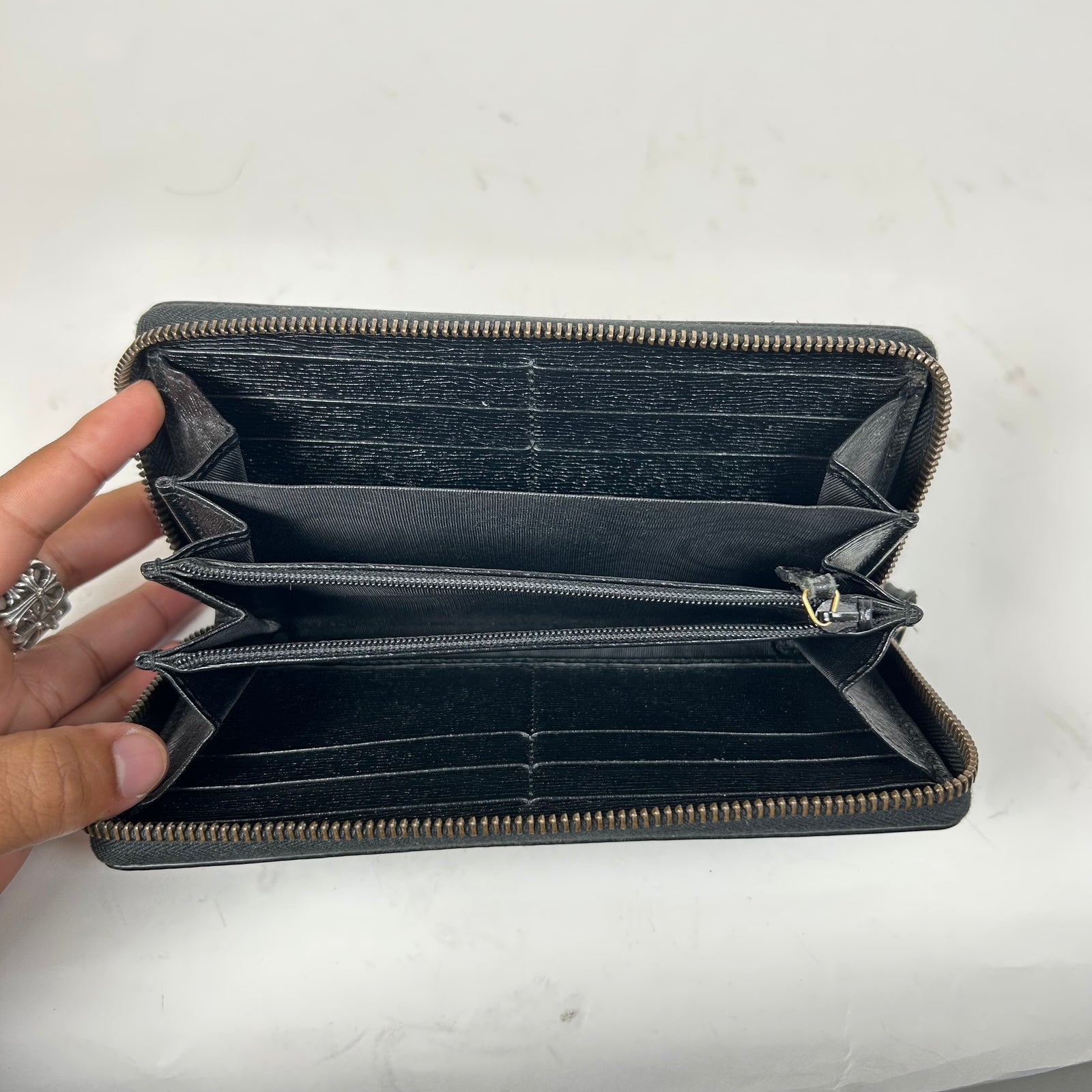 Gucci Black Kingsnake Leather Long Wallet
