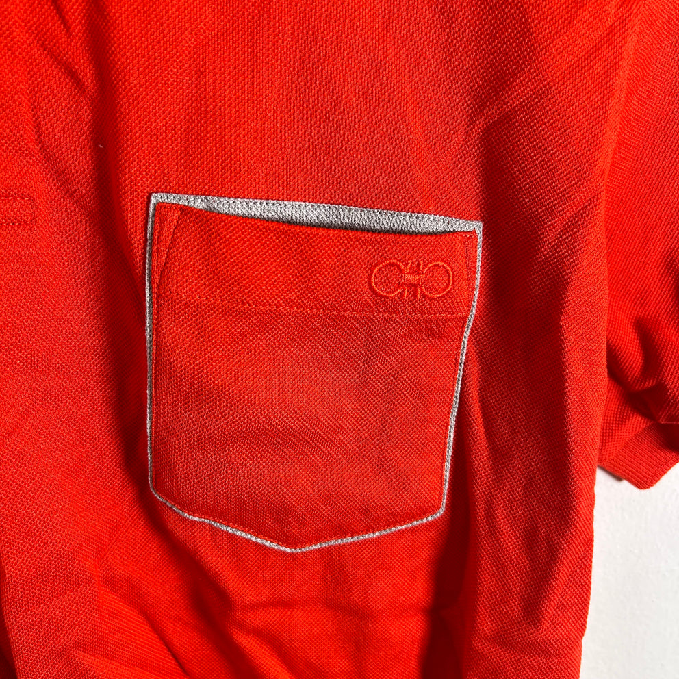 Ferragamo Orange Logo Pocket Polo Shirt Size S
