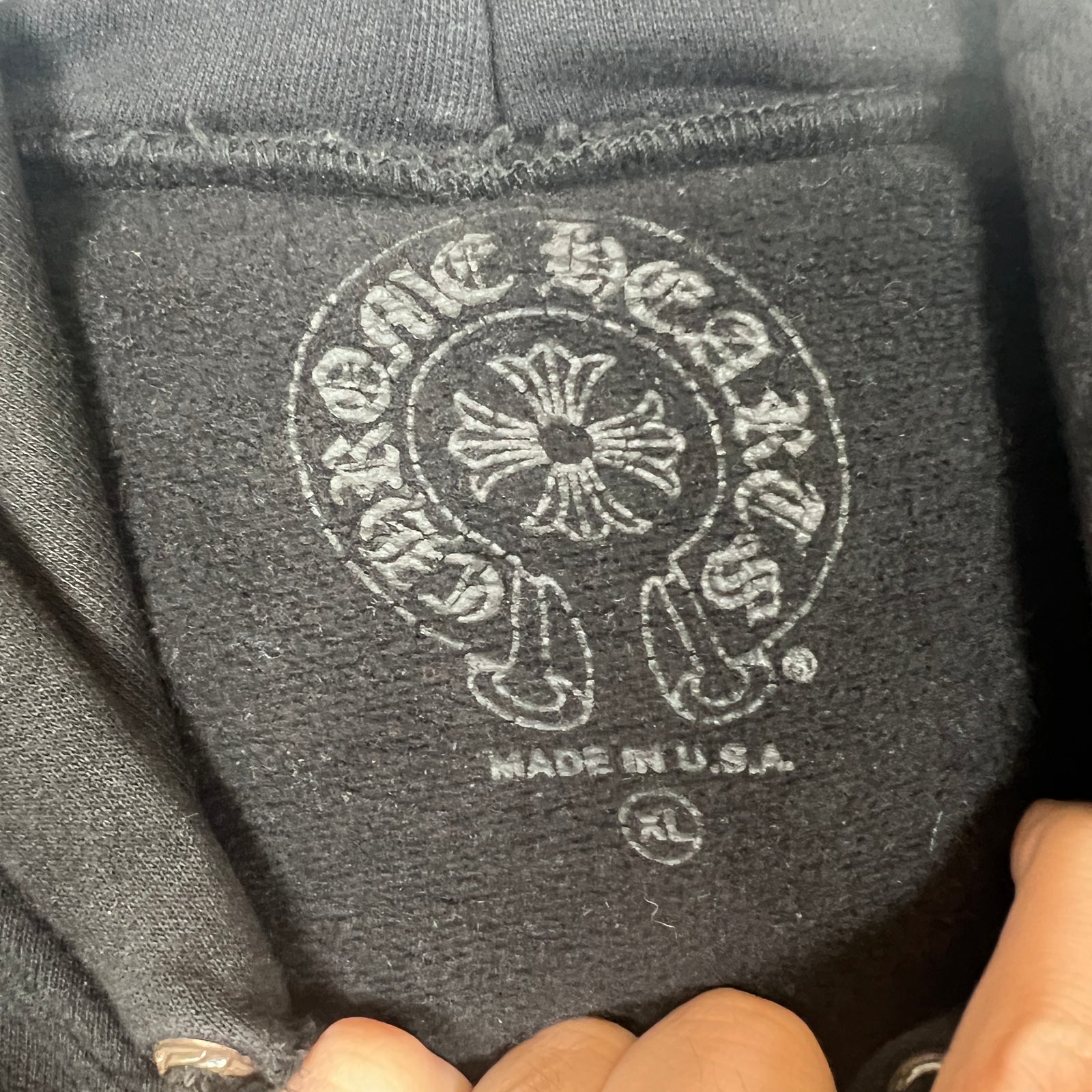 Chrome Hearts Black Vertical Logo Hoodie Size XL