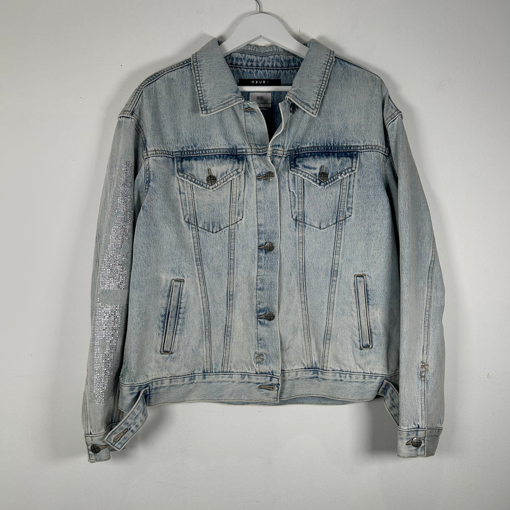 Ksubi Blue Rhinestone Denim Jacket Size S