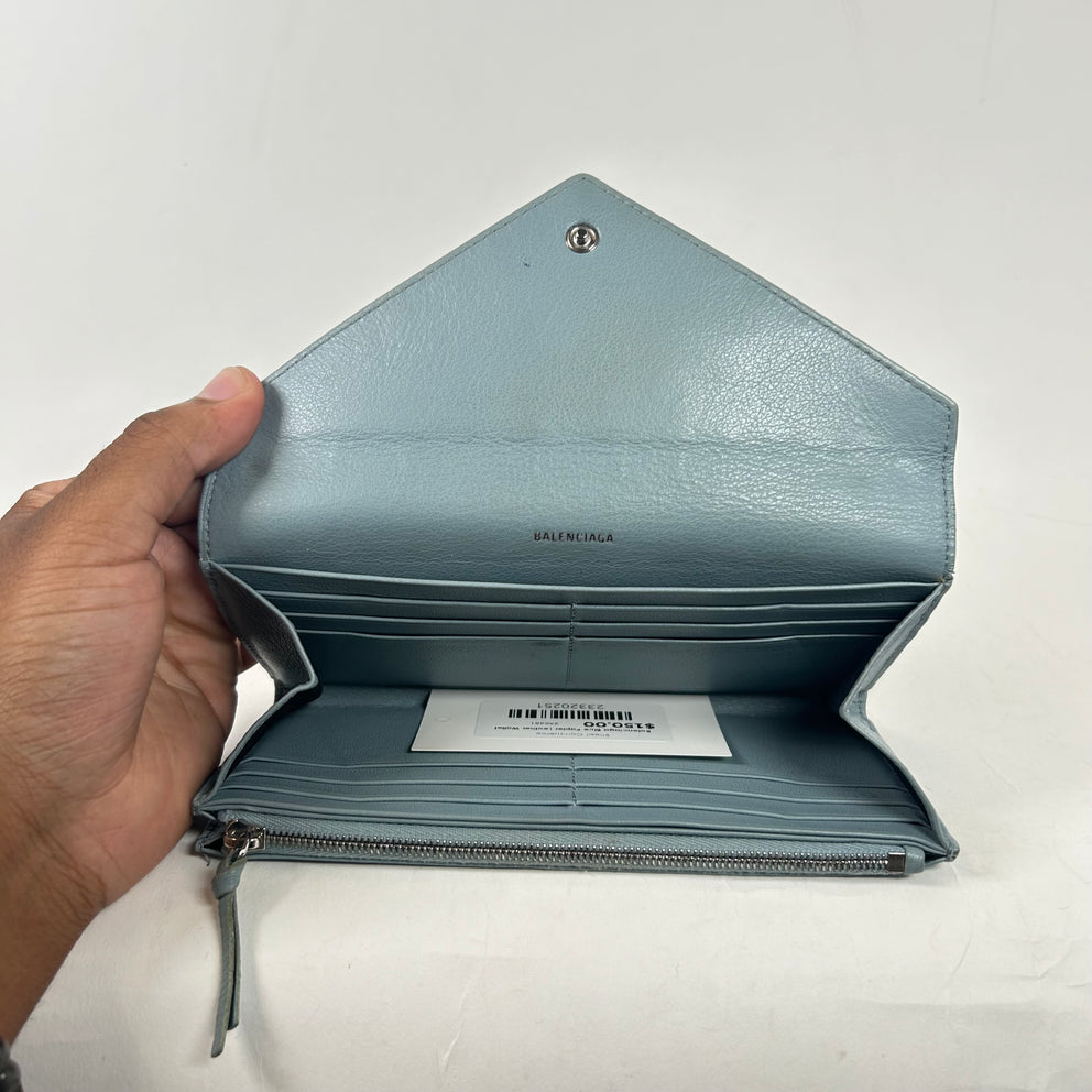 Balenciaga Blue Papier Leather Wallet