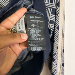 Palm Angels Navy Squared Art Deco Track Jacket Size M