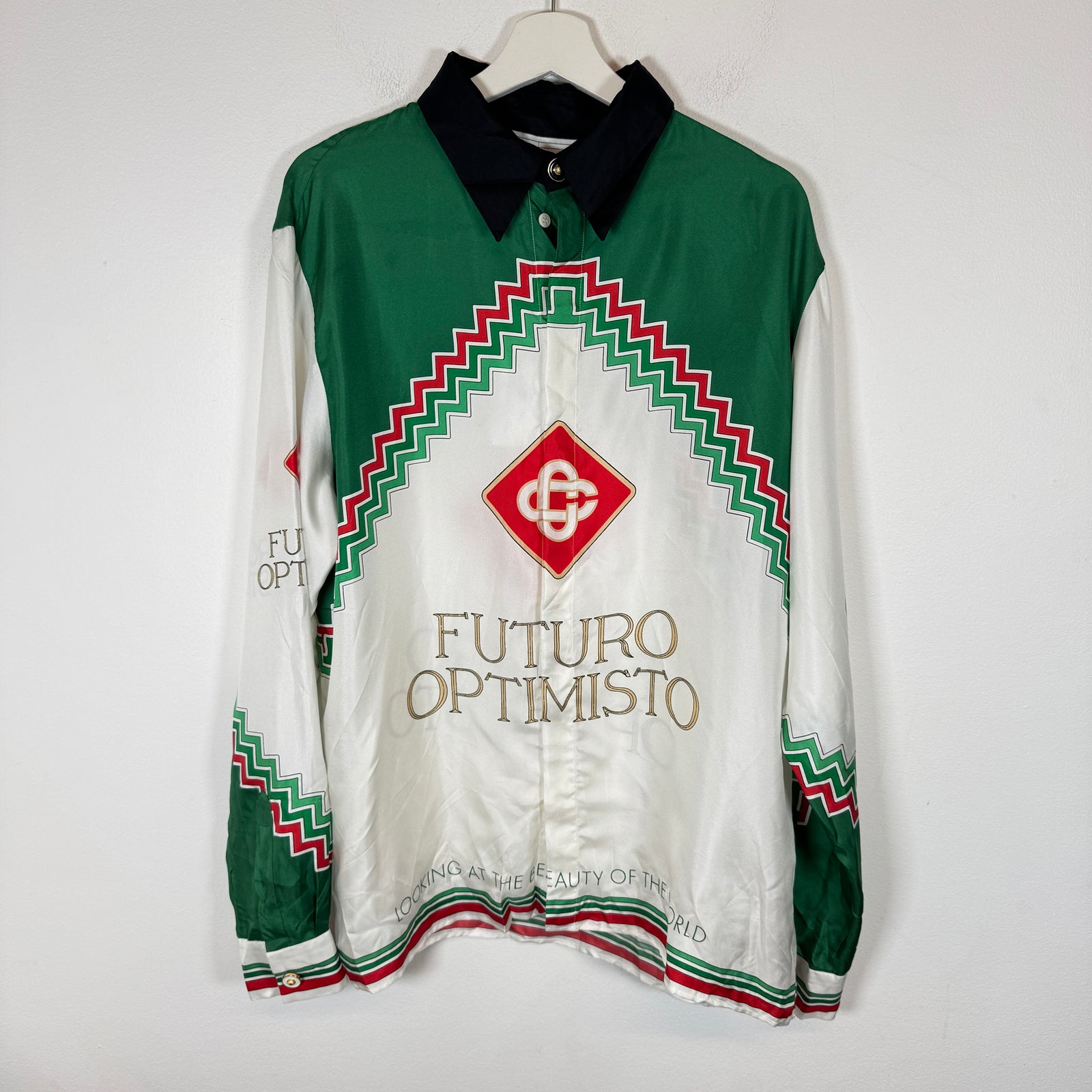 Casablanca Futuro Optimisto Longsleeve Silk Shirt Size L