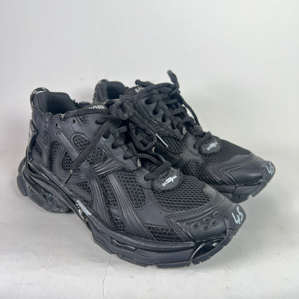 Balenciaga Matte Black Mesh Runners