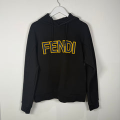 Fendi Black/Yellow Logo Hoodie Size M