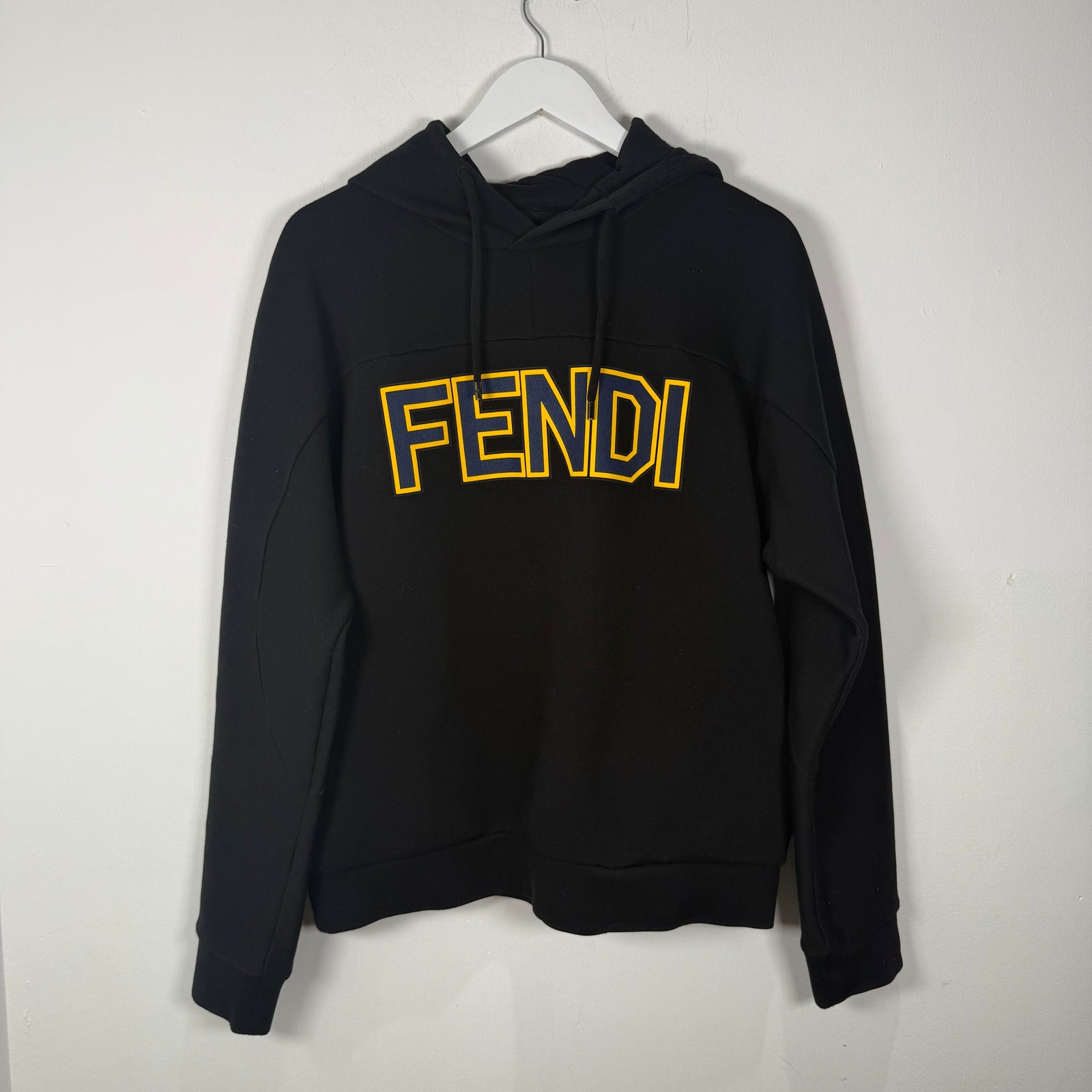 Fendi Black/Yellow Logo Hoodie Size M