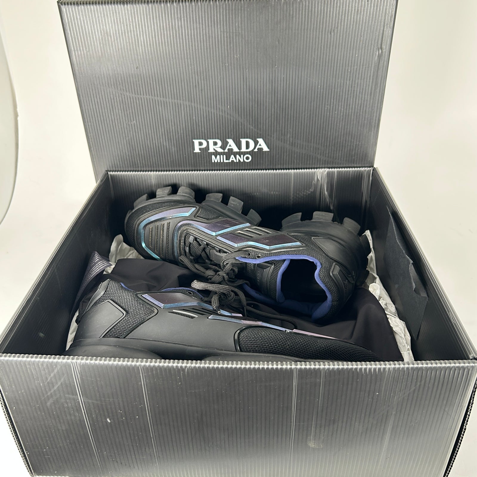 Prada Blue Pearlescent Cloudbust Thunder Sneakers Size 10.5