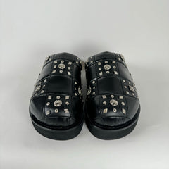 Toga Virilis Black Leather Studded Mules Size 46