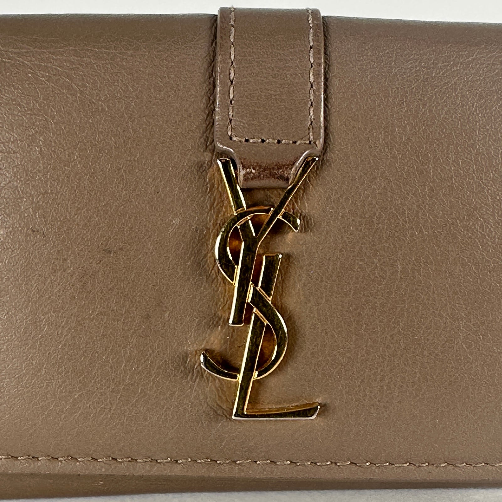Saint Laurent Beige Mini Trifold Wallet