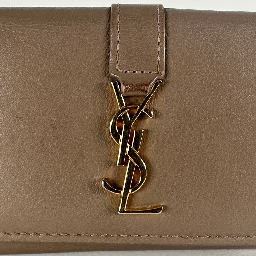 Saint Laurent Beige Mini Trifold Wallet