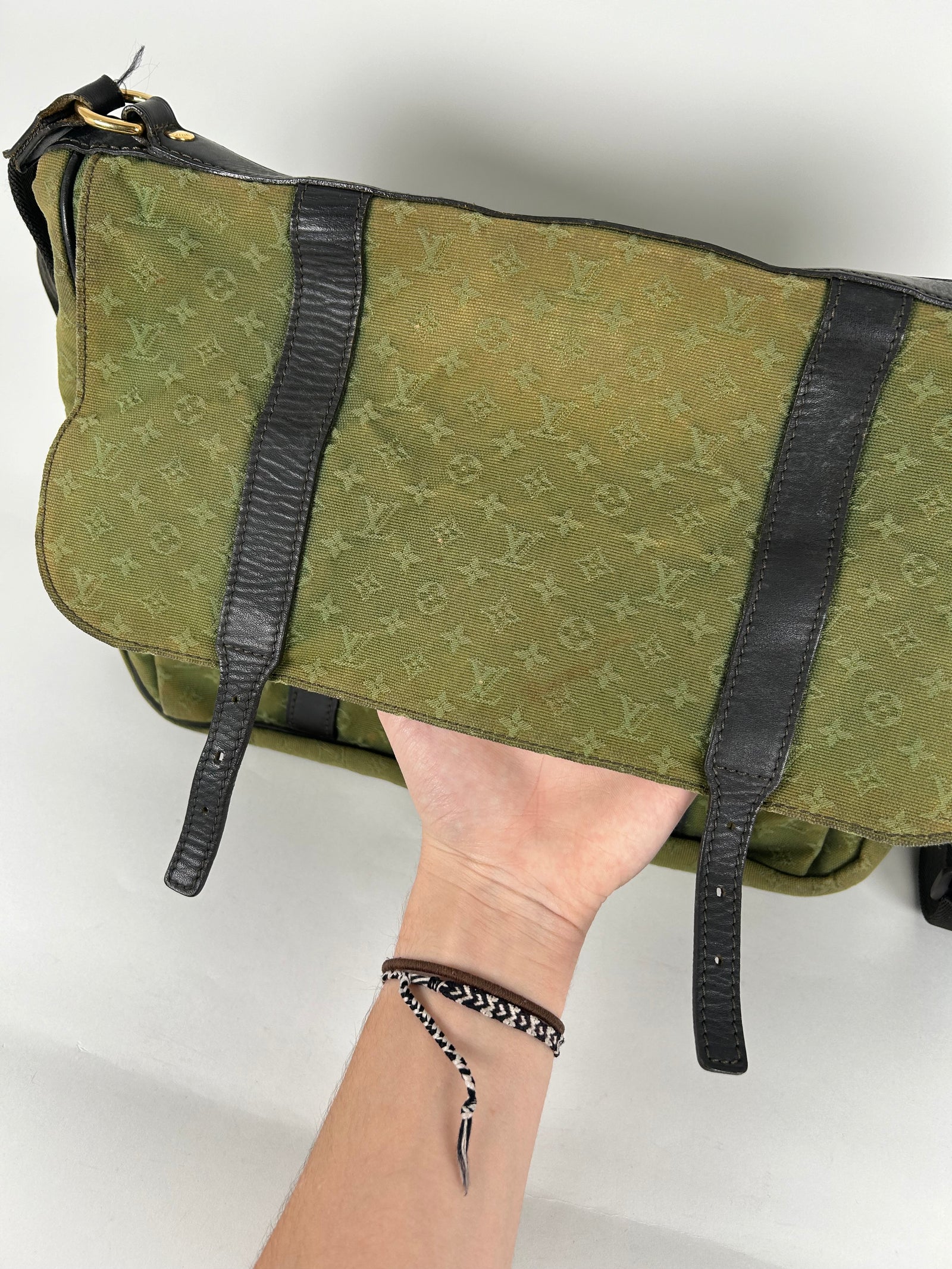 Louis Vuitton Mini Sac Maman Green Canvas Monogram Strap Bag