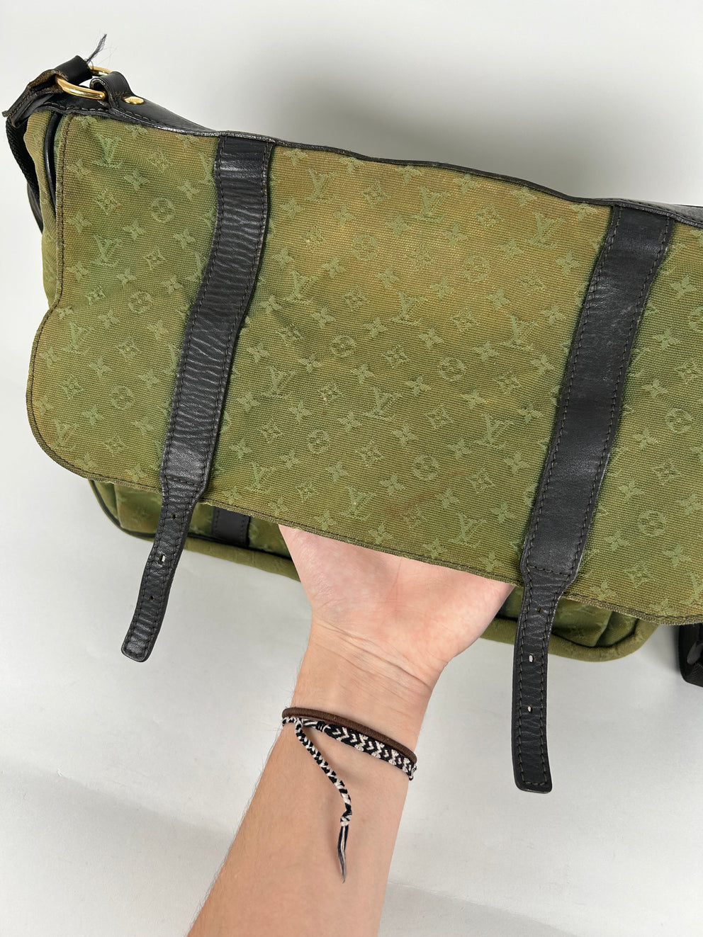 Louis Vuitton Mini Sac Maman Green Canvas Monogram Strap Bag