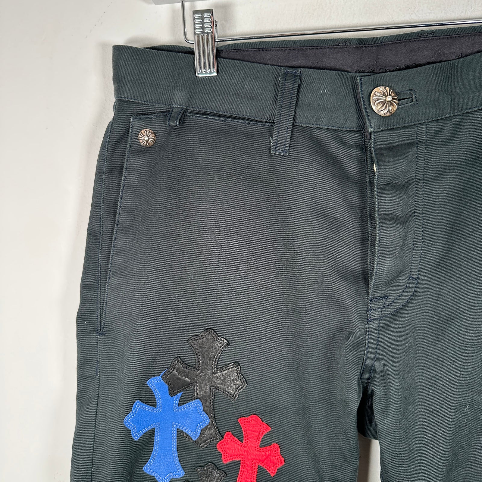 Chrome Hearts Black 'Spiderman' Cross Patch Jeans Size 31