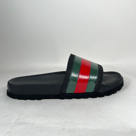 Gucci Black Web Rubber Sandals Size GG 12
