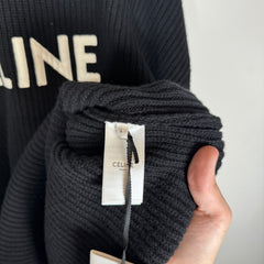 Celine Black Oversized Wool Knit Sweater Size L