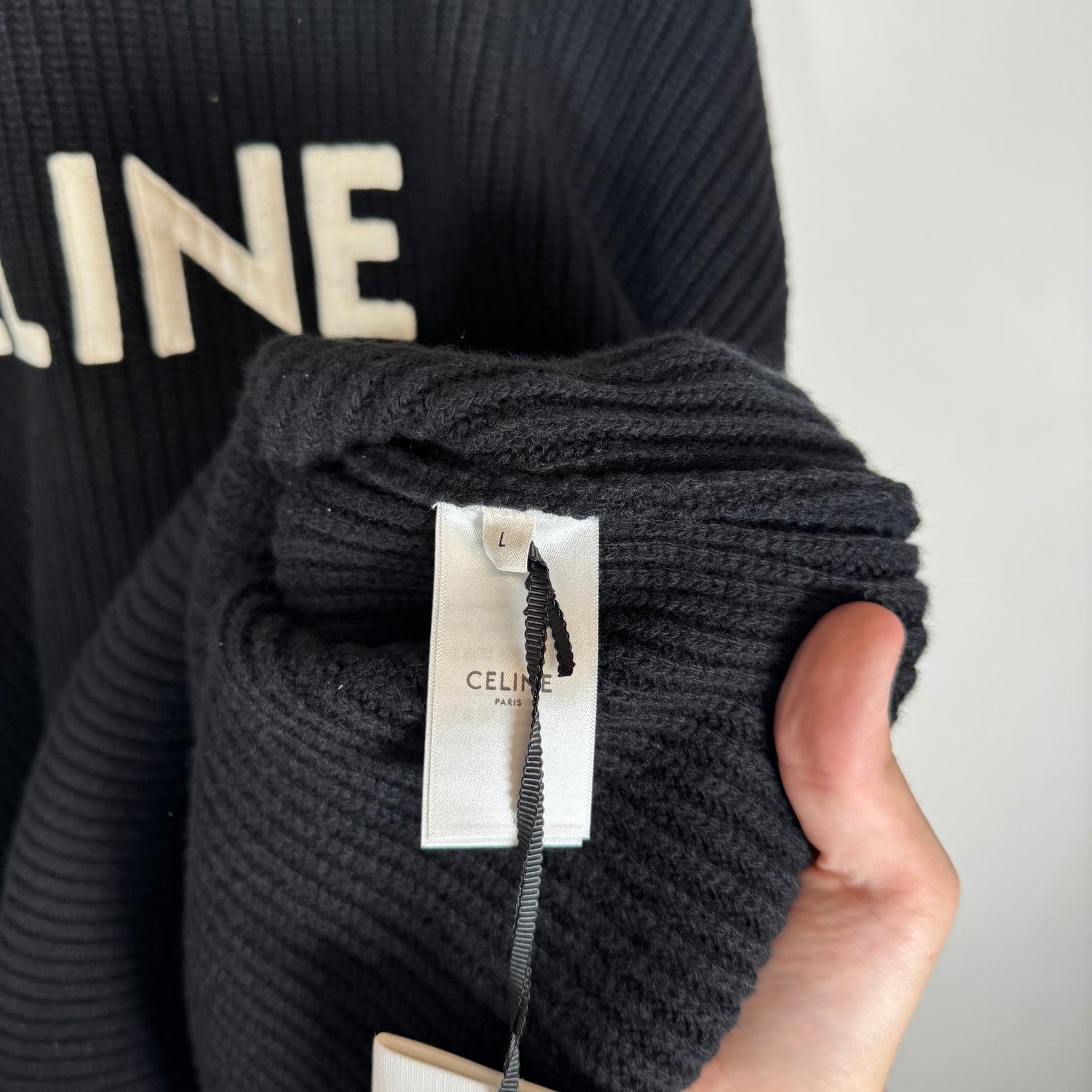 Celine Black Oversized Wool Knit Sweater Size L