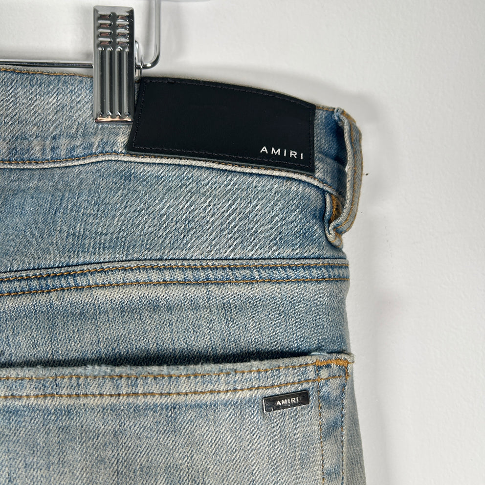 Amiri Thigh Logo Lightwash Jeans Size 36