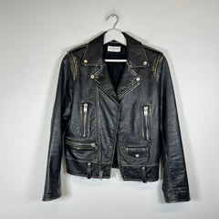 Saint Laurent Paris FW16 Distressed L01 Leather Biker Jacket Size 44