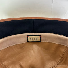 Gucci Navy/Red GG Supreme Monogram Wool Leather Bucket Hat