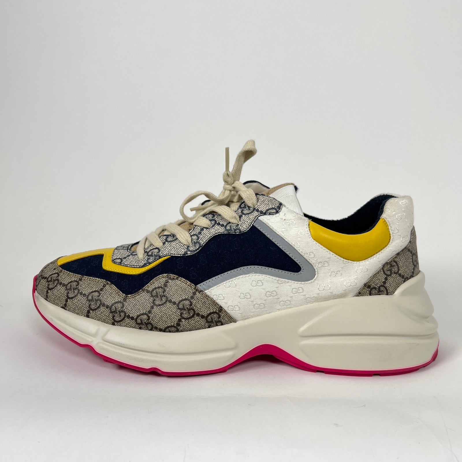 Gucci Beige/Yellow Rhyton Sneaker Size GG 12