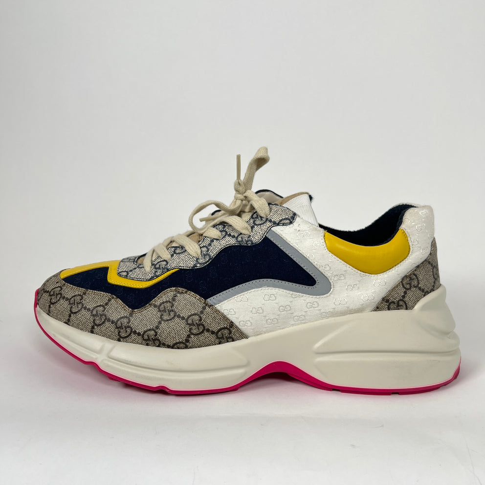 Gucci Beige/Yellow Rhyton Sneaker Size GG 12