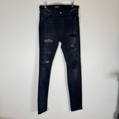 Amiri Black Floral Thrasher Jeans Size 36